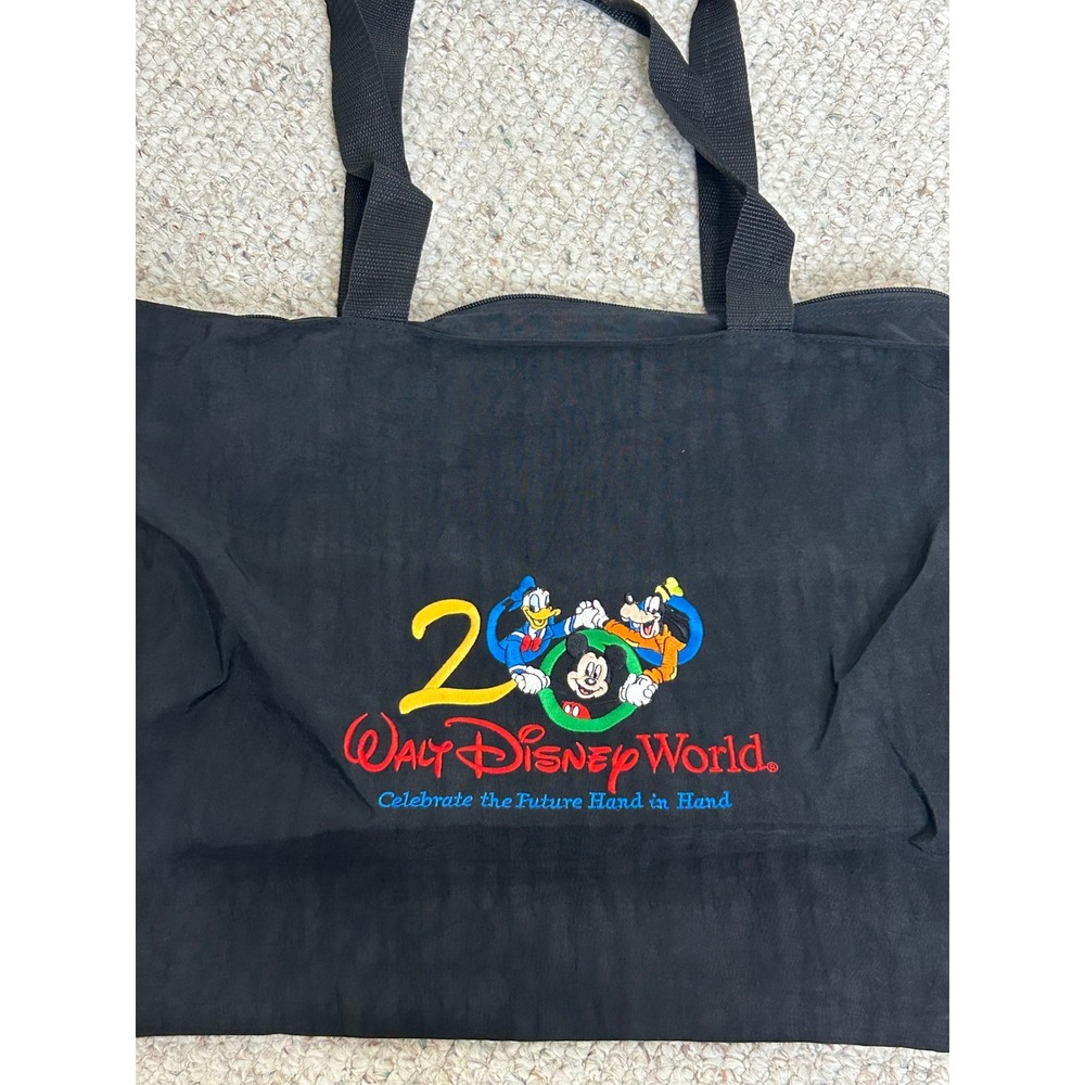 Walt Disney World 2000 Celebrate Hand in Hand Black‎ Embroidered Tote Bag